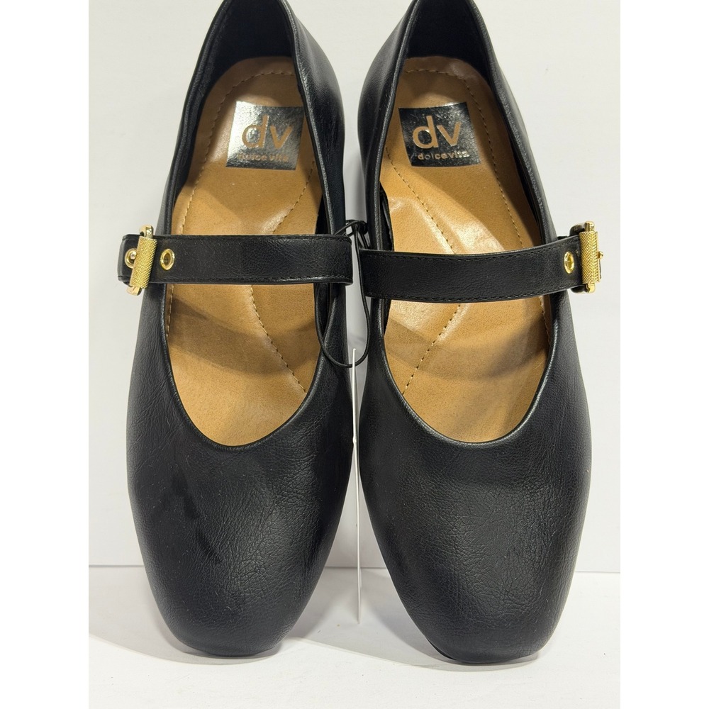 DV Dolce Vita Mauryce Mary Jane Flats Womens 7 Black Gold Buckle